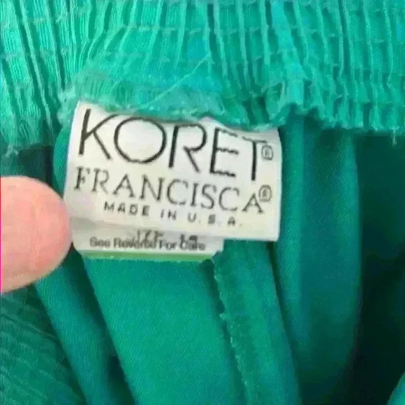 Vintage Green Pleated A-Line Skirt - Picture 4 of 5